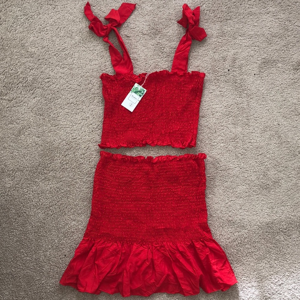 Red Skirt Set